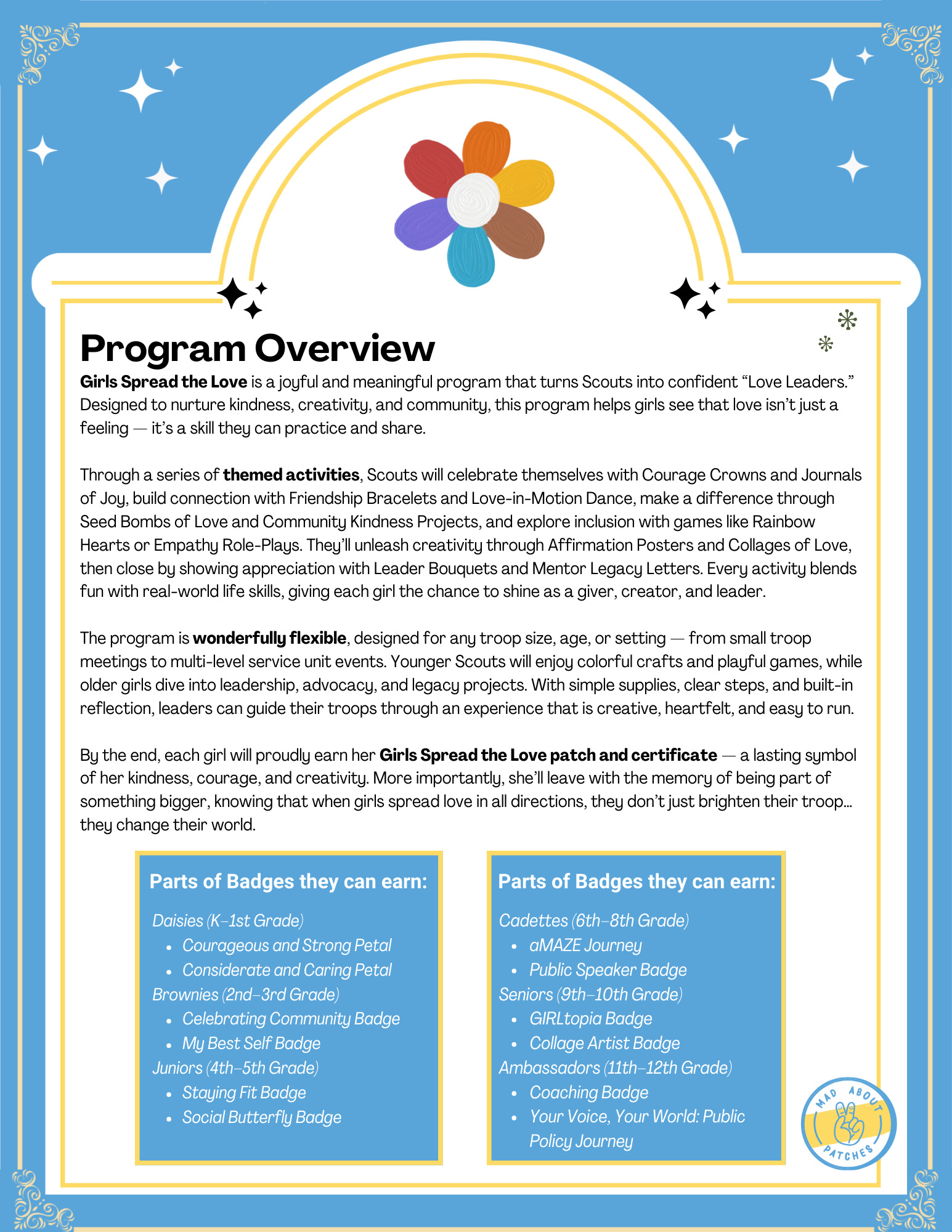 Girls Spread the Love Program – Mad About Patches
