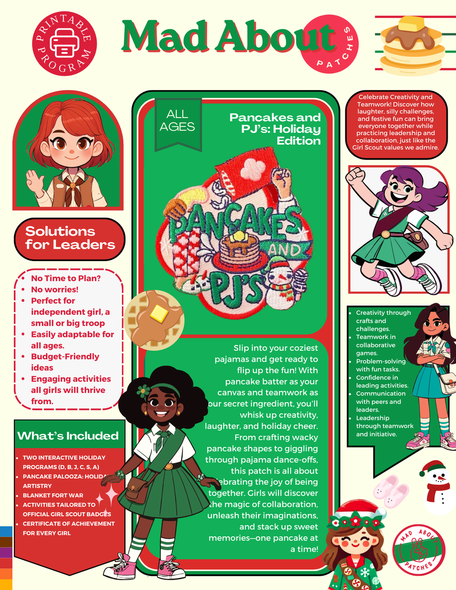 Pancakes & PJs Patch Program! -A Cozy Holiday Troop Activity Flipp ...