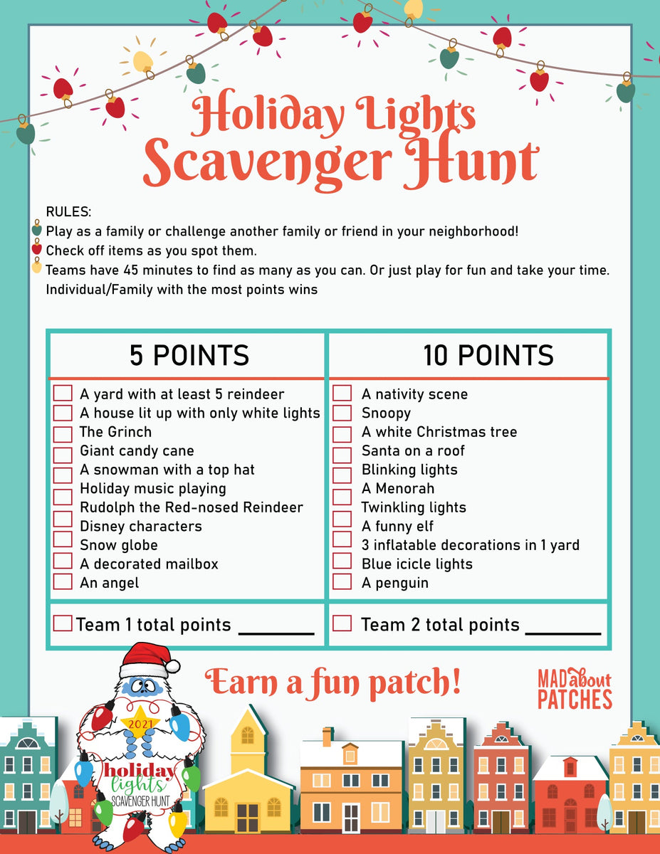 Holiday Scavenger Light Hunt – Mad About Patches